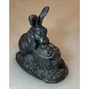 Michael Ricker Vintage 1983  Signed And Numbered Pewter Curious Rabbit With Frog